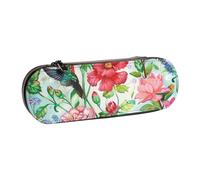 BNVSADC Trousse à crayons et maquillage en cuir imprimé avec illustration de cochon d'Inde - Trousse à crayons rigide élégante pour l'école, le bureau, les voyages, Jardin avec oiseaux et fleurs