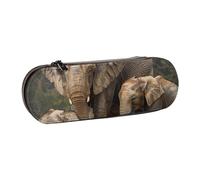 BNVSADC Trousse à crayons et maquillage en cuir imprimé avec illustration de cochon d'Inde - Trousse à crayons rigide élégante pour l'école, le bureau, les voyages, Famille d'éléphants., Taille unique