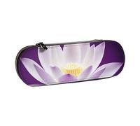 BNVSADC Trousse à crayons et maquillage en cuir imprimé fleur de lotus violet - Trousse à crayons rigide élégante pour l'école, le bureau, les voyages, Noir , Taille unique, Trousse de maquillage