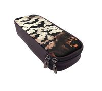 BNVSADC Trousse à crayons et maquillage en similicuir avec motif de flèches, triangles, cerf, pour l'école, le bureau, les voyages, Chauve-souris volante pour Halloween, Taille unique, Cartable