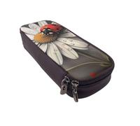 BNVSADC Trousse à crayons et maquillage en similicuir avec texture marbrée et éclaboussures de cuivre pour l'école, le bureau, les voyages, Motif coccinelle, Taille unique, Cartable