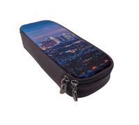 BNVSADC Trousse à crayons et maquillage en similicuir avec texture marbrée et éclaboussures de cuivre pour l'école, le bureau, les voyages, Los Angeles Skyline, Taille unique, Cartable