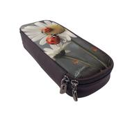 BNVSADC Trousse à crayons et maquillage en similicuir avec texture marbrée et éclaboussures de cuivre pour l'école, le bureau, les voyages, Coccinelle et fleur, Taille unique, Cartable