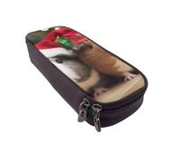 BNVSADC Trousse à crayons et maquillage en similicuir imprimé cochons d'Inde pour l'école, le bureau, les voyages, Noir , Taille unique, Cartable