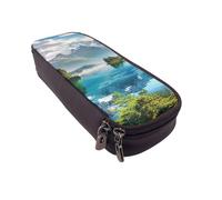 BNVSADC Trousse à crayons et maquillage en similicuir imprimé drapeau américain du 4 juillet pour l'école, le bureau, les voyages, Montagne sur un lac ensoleillé Nature, Taille unique, Cartable