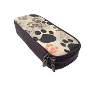 BNVSADC Trousse à crayons et maquillage en similicuir imprimé pattes de chien - Jolie trousse à crayons - Trousse de papeterie pour l'école, le bureau, les voyages, Noir , Taille unique, Cartable