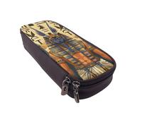 BNVSADC Trousse à crayons et maquillage en similicuir imprimé peau de serpent noir et blanc - Jolie trousse à crayons - Trousse de papeterie pour l'école, le bureau, les voyages, Série Égypte Ancienne