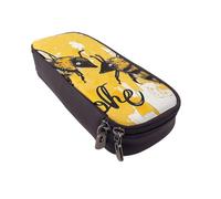 BNVSADC Trousse à crayons et maquillage en similicuir imprimé peau de serpent noir et blanc - Jolie trousse à crayons - Trousse de papeterie pour l'école, le bureau, les voyages, Bee Love Honey