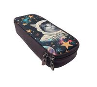 BNVSADC Trousse à crayons et trousse de maquillage en similicuir avec motif astronaute et fusée - Pour l'école, le bureau, les voyages, Fun Cat Astronaute, Taille unique, Cartable