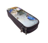 BNVSADC Trousse à crayons et trousse de maquillage en similicuir avec motif astronaute et fusée - Pour l'école, le bureau, les voyages, Fleurs et papillons., Taille unique, Cartable