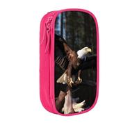 BNVSADC Trousse à crayons imprimée 3D aigle à tête blanche avec fermeture éclair pour étudiants, adolescents, garçons, filles, adultes, noir, rose, Taille unique, Cartable