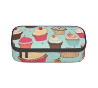 BNVSADC Trousse à crayons imprimée avec motif cupcake - Jolie trousse à crayons - Pour bureau, école, voyage, travail, Noir , Taille unique, Cartable