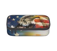 BNVSADC Trousse à crayons imprimée avec motif drapeau américain des États-Unis - Pour l'école, les voyages, le travail, Noir , Taille unique, Cartable