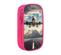BNVSADC Trousse à crayons imprimée avion avec fermeture éclair pour étudiants, adolescents, garçons, filles, adultes, noir, rose, Taille unique, Cartable