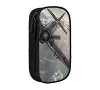 BNVSADC Trousse à crayons imprimée avion de la Seconde Guerre mondiale avec fermeture éclair pour étudiants, adolescents, garçons, filles, adultes, noir, Noir , Taille unique, Cartable