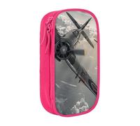 BNVSADC Trousse à crayons imprimée avion de la Seconde Guerre mondiale avec fermeture éclair pour étudiants, adolescents, garçons, filles, adultes, noir, rose, Taille unique, Cartable