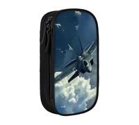 BNVSADC Trousse à crayons imprimée avion volant avec fermeture éclair pour étudiants, adolescents, garçons, filles, adultes, noir, Noir , Taille unique, Cartable