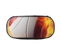 BNVSADC Trousse à crayons imprimée ballon de volleyball Ice and Fire avec double fermeture éclair pour bureau, école, papeterie, pour étudiants, adolescents, garçons, filles, adultes, Noir , Taille