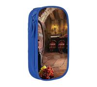 BNVSADC Trousse à crayons imprimée cave à vin rouge avec fermeture éclair pour étudiants, adolescents, garçons, filles, adultes, noir, bleu, Taille unique, Cartable