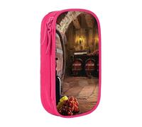 BNVSADC Trousse à crayons imprimée cave à vin rouge avec fermeture éclair pour étudiants, adolescents, garçons, filles, adultes, noir, rose, Taille unique, Cartable