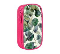 BNVSADC Trousse à crayons imprimée feuilles d'eucalyptus vertes avec fermeture éclair pour étudiants, adolescents, garçons, filles, adultes, noir, rose, Taille unique, Cartable