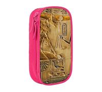 BNVSADC Trousse à crayons imprimée hiéroglyphes égyptiens avec fermeture éclair pour étudiants, adolescents, garçons, filles, adultes, noir, rose, Taille unique, Cartable