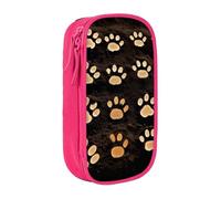 BNVSADC Trousse à crayons imprimée pattes de chien avec fermeture éclair pour étudiants, adolescents, garçons, filles, adultes, noir, rose, Taille unique, Cartable