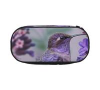 BNVSADC Trousse à crayons imprimée paysage chinois avec double fermeture éclair pour bureau, école, papeterie pour étudiants, adolescents, garçons, filles, adultes, Oiseau en fleurs de lavande