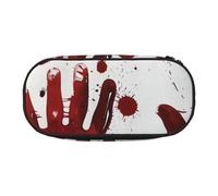 BNVSADC Trousse à crayons imprimée paysage chinois avec double fermeture éclair pour bureau, école, papeterie pour étudiants, adolescents, garçons, filles, adultes, Empreintes de mains sanglantes