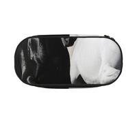 BNVSADC Trousse à crayons imprimée paysage chinois avec double fermeture éclair pour bureau, école, papeterie pour étudiants, adolescents, garçons, filles, adultes, Chevaux noirs et blancs., Taille