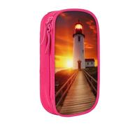 BNVSADC Trousse à crayons imprimée Sunset at The Seaside avec fermeture éclair pour étudiants, adolescents, garçons, filles, adultes, noir, rose, Taille unique, Cartable