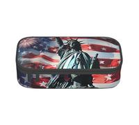 BNVSADC Trousse à crayons imprimée train à vapeur - Jolie trousse à crayons - Pour bureau, école, voyage, travail, Statue de la Liberté Drapeau, Taille unique, Cartable