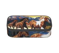 BNVSADC Trousse à crayons imprimée train à vapeur - Jolie trousse à crayons - Pour bureau, école, voyage, travail, Chevaux de course., Taille unique, Cartable