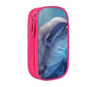 BNVSADC Trousse à crayons imprimée Winter The Dolphin avec fermeture éclair pour étudiants, adolescents, garçons, filles, adultes, noir, rose, Taille unique, Cartable