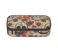 BNVSADC Trousse à crayons mexicaine avec imprimé tête de mort - Jolie trousse à crayons - Trousse à crayons pour bureau, école, voyage, travail, Noir , Taille unique, Cartable