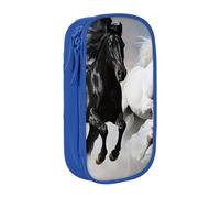 BNVSADC Trousse à crayons noire et blanche avec fermeture éclair pour étudiants, adolescents, garçons, filles, adultes, noir et blanc, bleu, Taille unique, Cartable