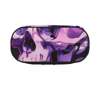 BNVSADC Trousse à crayons rectangulaire avec double fermeture éclair - Motif mandala - Pour bureau, école, papeterie - Pour étudiants, adolescents, garçons, filles, adultes, Tête de mort rose violette