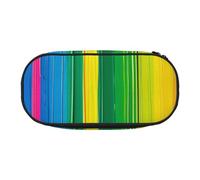BNVSADC Trousse à crayons rectangulaire avec double fermeture éclair - Motif mandala - Pour bureau, école, papeterie - Pour étudiants, adolescents, garçons, filles, adultes, Rayures arc-en-ciel