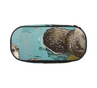 BNVSADC Trousse à crayons rectangulaire avec double fermeture éclair - Motif mandala - Pour bureau, école, papeterie - Pour étudiants, adolescents, garçons, filles, adultes, Loutres, Taille unique