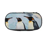 BNVSADC Trousse à crayons rectangulaire avec double fermeture éclair - Motif mandala - Pour bureau, école, papeterie - Pour étudiants, adolescents, garçons, filles, adultes, Pingouins sur l'Iceberg