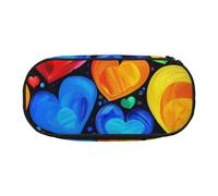 BNVSADC Trousse à crayons rectangulaire avec double fermeture éclair - Motif mandala - Pour bureau, école, papeterie - Pour étudiants, adolescents, garçons, filles, adultes, Cœurs arc-en-ciel., Taille