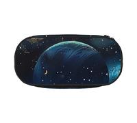 BNVSADC Trousse à crayons rectangulaire avec double fermeture éclair - Motif mandala - Pour bureau, école, papeterie - Pour étudiants, adolescents, garçons, filles, adultes, Lune, étoiles et planètes