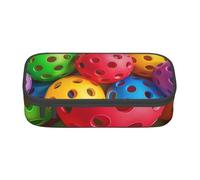 BNVSADC Trousse à crayons rectangulaire avec imprimé mandala - Jolie trousse à crayons - Pour bureau, école, voyage, travail, Boules de Pickleball colorées., Taille unique, Cartable