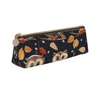 BNVSADC Trousse à crayons rectangulaire en cuir avec motif mandala pour l'école, le bureau, les voyages, Hiboux sur une branche d'arbre, Taille unique, Cartable