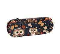 BNVSADC Trousse à crayons rectangulaire en cuir imprimé mandala art - Trousse à crayons rigide élégante pour l'école, le bureau, les voyages, Hiboux sur une branche d'arbre, Taille unique, Trousse de