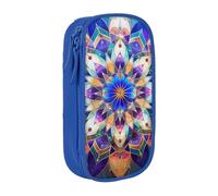 BNVSADC Trousse à crayons rectangulaire imprimée mandala avec fermeture éclair pour étudiants, adolescents, garçons, filles, adultes, noir, bleu, Taille unique, Cartable