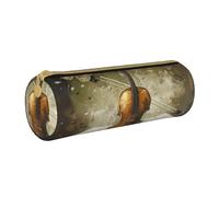 BNVSADC Trousse à crayons ronde en cuir avec imprimé papillon et violoncelle pour l'école, le bureau, les voyages, blanc, Taille unique, Trousse de maquillage