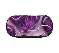BNVSADC Trousse à crayons tendance avec double fermeture éclair - Motif cœurs violets - Pour bureau, école, papeterie - Pour étudiants, adolescents, garçons, filles, adultes, Noir , Taille unique,