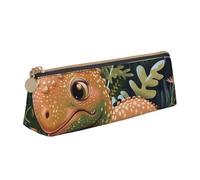 BNVSADC Trousse à crayons triangulaire en cuir avec imprimé dinosaure mignon pour l'école, le bureau, les voyages, blanc, Taille unique, Cartable