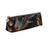 BNVSADC Trousse à crayons triangulaire en cuir avec imprimé éléphant pour l'école, le bureau, les voyages, Échelle de dragon, Taille unique, Cartable